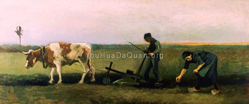 扶犁和收土豆的人 - 文森特·威廉·梵高